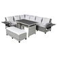 HOMLUX 5-Piece Outdoor Conversation Set with 2 Extendable Side Tables and Gray Rattan in White, , large