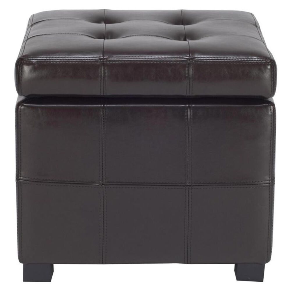 Safavieh Hudson Maiden Square Tufted Ottoman in Brown, , large