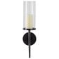 Maple and Jade 23" Single Indoor/Outdoor Wall Mount Candle Holder in Polished Black and Clear, , large