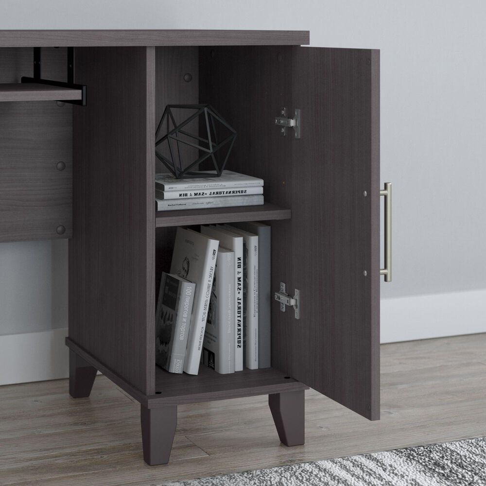 Bush Somerset 60&quot; L-Shaped Desk with Hutch in Storm Gray, , large
