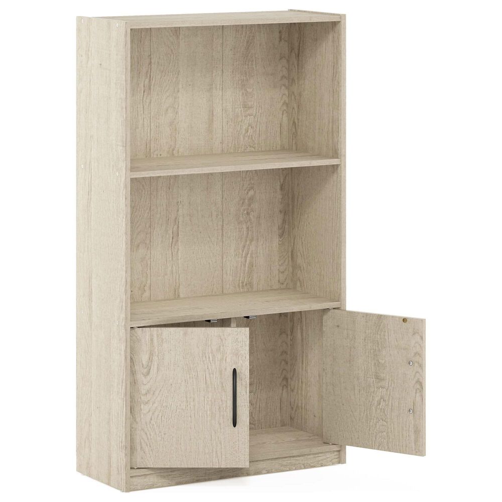 HOMLUX 3-Tier Open Shelf Bookcase with 2-Door Storage Cabinet in Metropolitan Pine, , large
