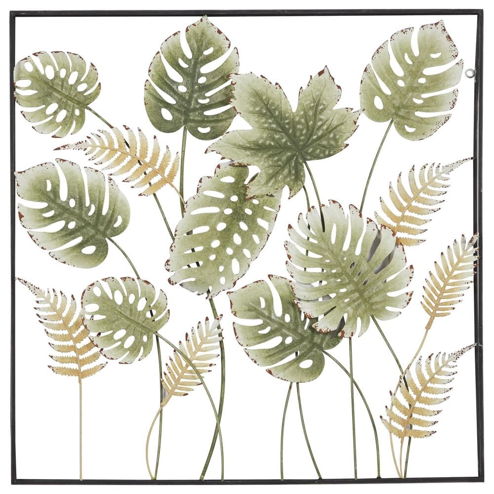 Maple and Jade 30" x 30" Tall Cut-Out Leaf Wall Decor with Intricate Laser Cut Designs in Black and Green, , large