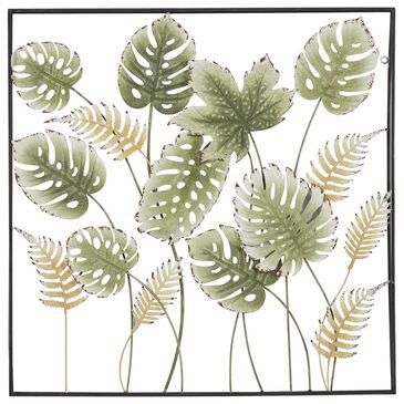 Maple and Jade 30" x 30" Tall Cut-Out Leaf Wall Decor with Intricate Laser Cut Designs in Black and Green, , large