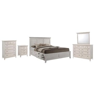 Hawthorne Furniture San Mateo 5-Piece King Storage Bedroom Set in Rustic White, , large