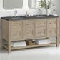 James Martin Vanities Breckenridge 60" Double Bathroom Vanity in Whitewashed Oak with 3 cm Parisien Bleu Quartz Top and Rectangular Sinks, , large