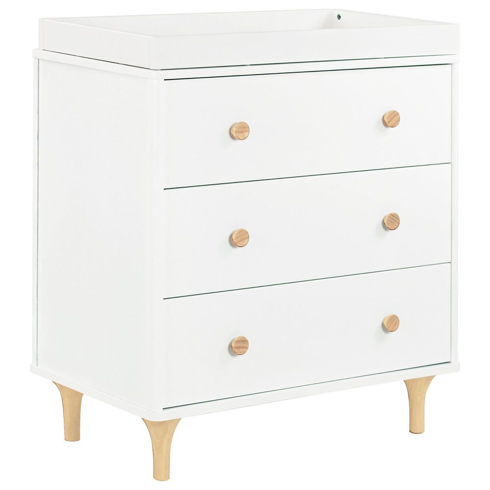 Babyletto Lolly 3 Drawer Changer Dresser with Removable Changing Tray in White and Natural, , large