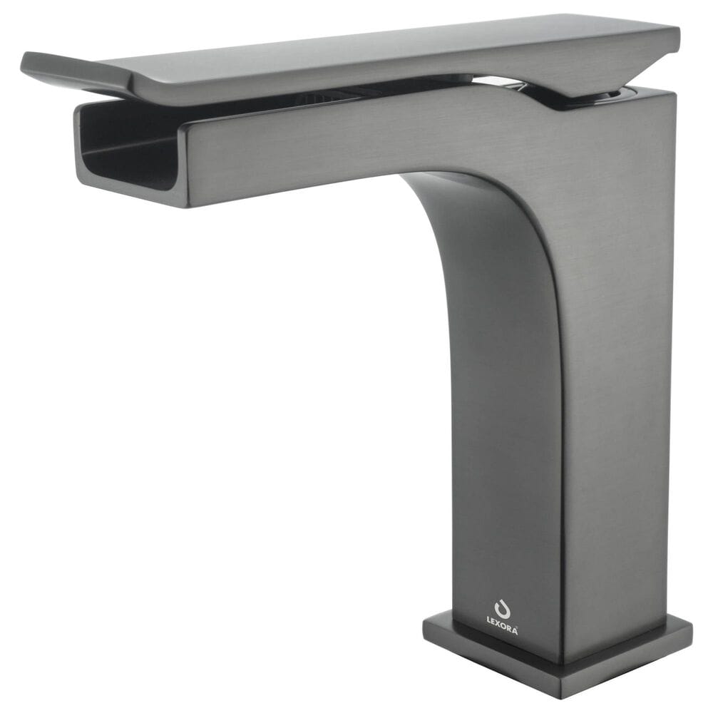 Lexora Home Balzani Single Hole Waterfall Bathroom Faucet in Gun Metal, , large