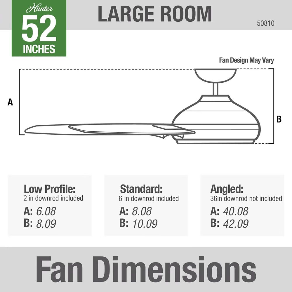 Hunter Presto 52&quot; Ceiling Fan in Matte Black, , large