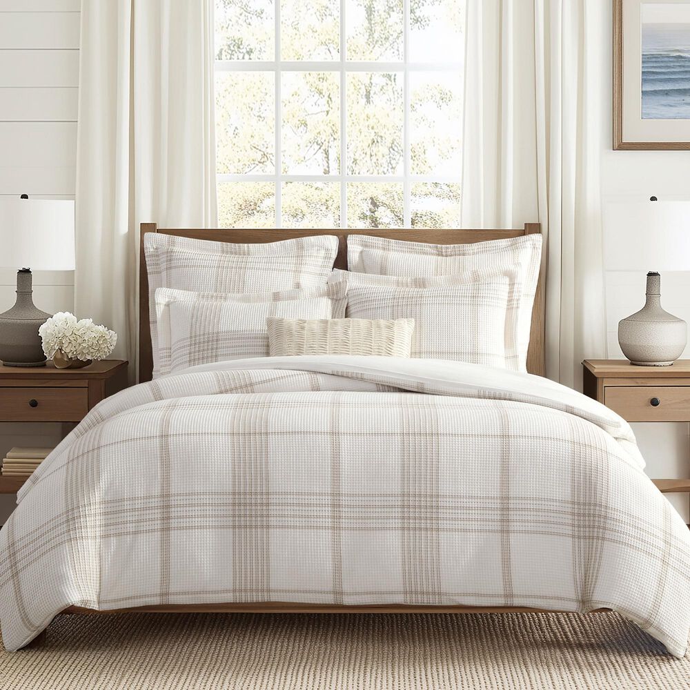 Levtex Waffle Plaid 3-Piece King/California King Comforter Set in Taupe and Cream, , large