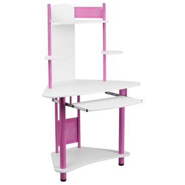 Flash Furniture Corner Desk with Hutch in Pink, , large