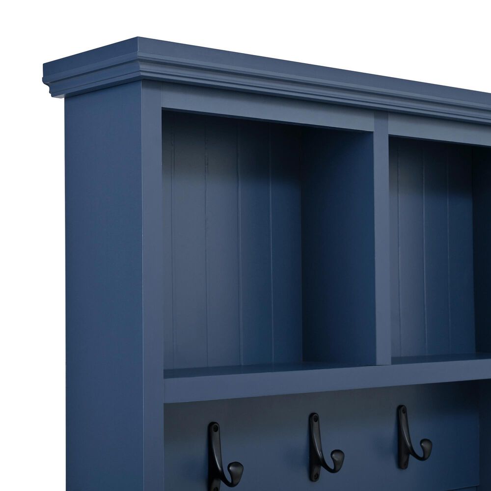 HOMLUX 6-Hook Hall Tree with Wood Grain Bench in Blue, , large