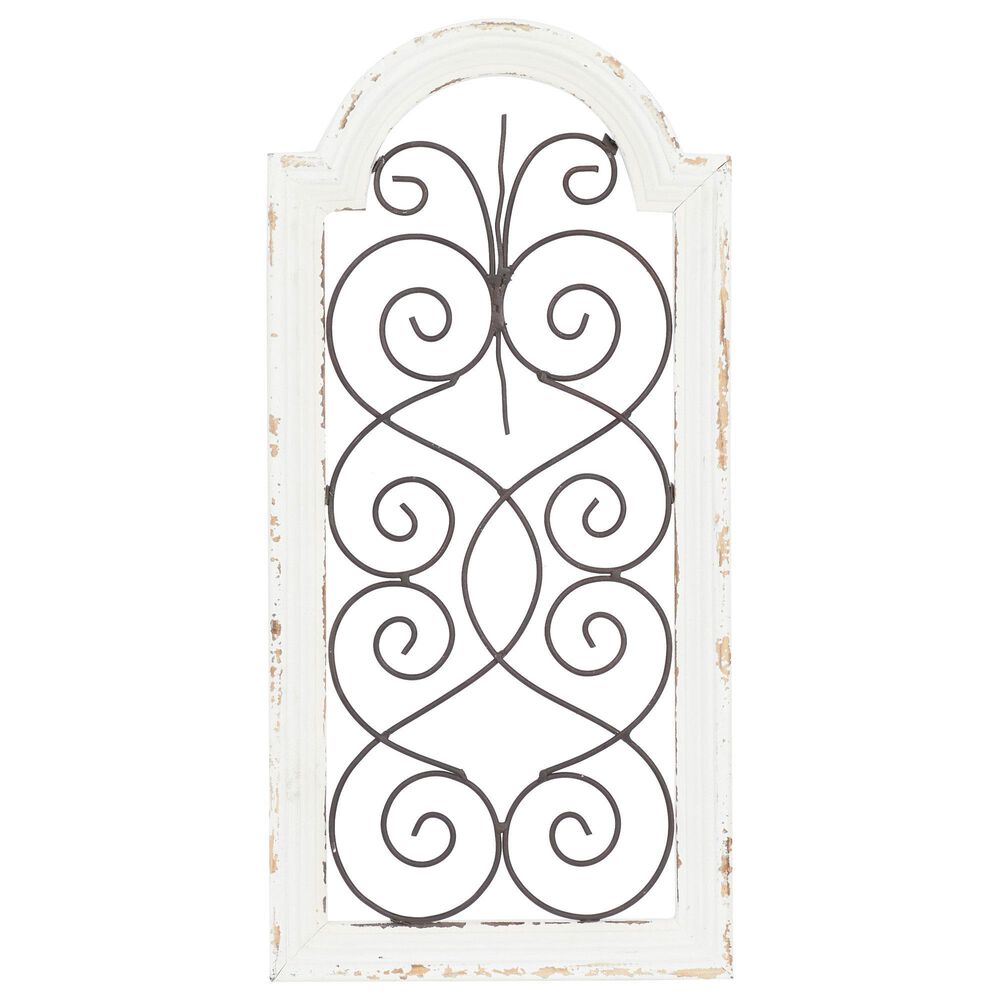 Maple and Jade 20" x 10" Vintage Ornamental Wall Decor in White and Black, , large