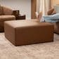 Jaxx Fairlie Faux Leather Ottoman in Walnut, , large