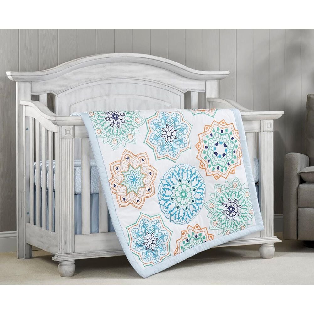 Oxford Baby Mandala 3-Piece Baby Crib Nursery Bedding Set in Blue, , large