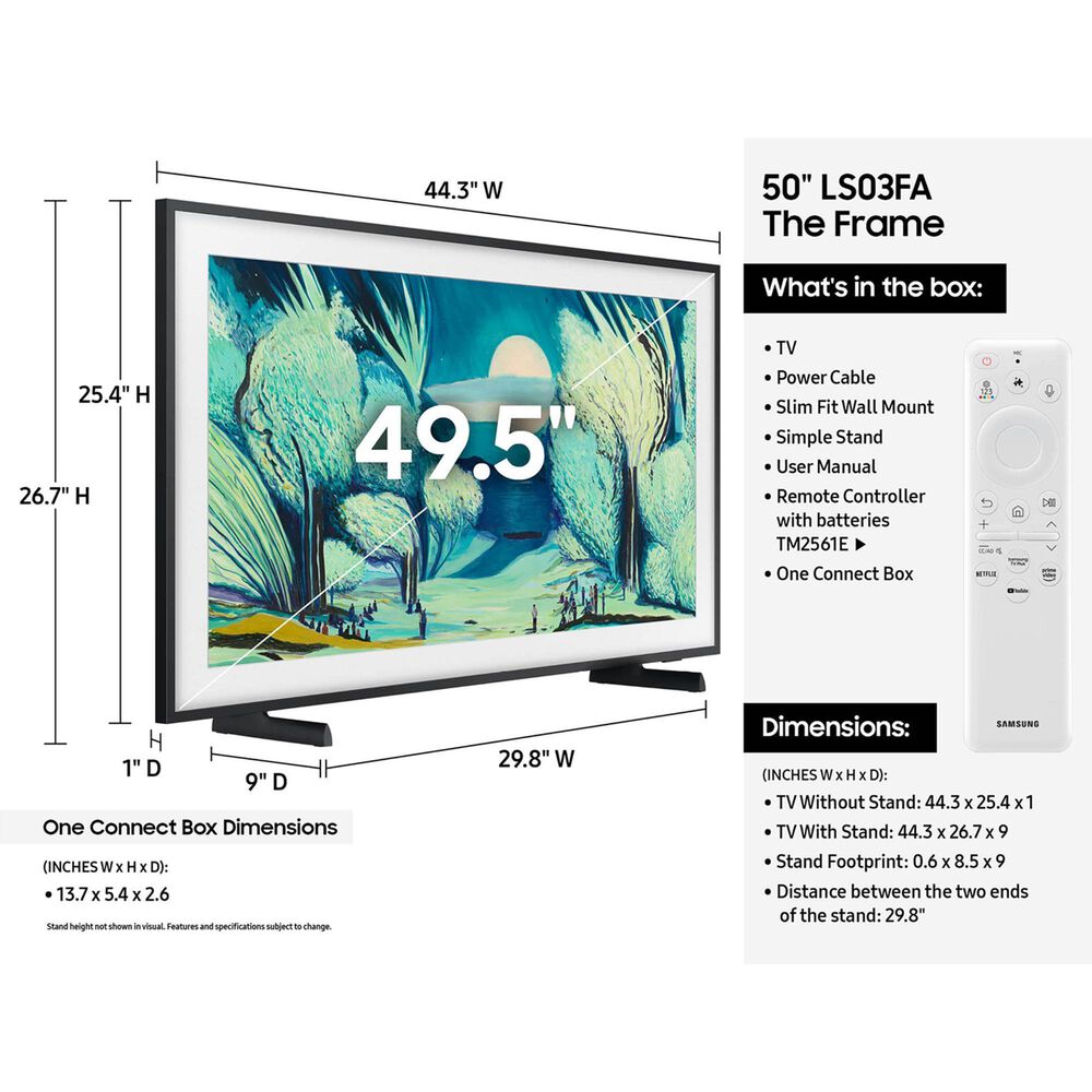 Samsung 50&quot; Class LS03FA The Frame QLED HDR - Smart TV with Music Frame in Black, , large