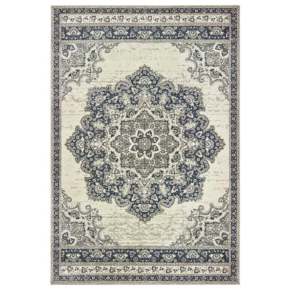 Oriental Weavers Richmond 5504I 12" x 15" Ivory and Navy Area Rug, , large