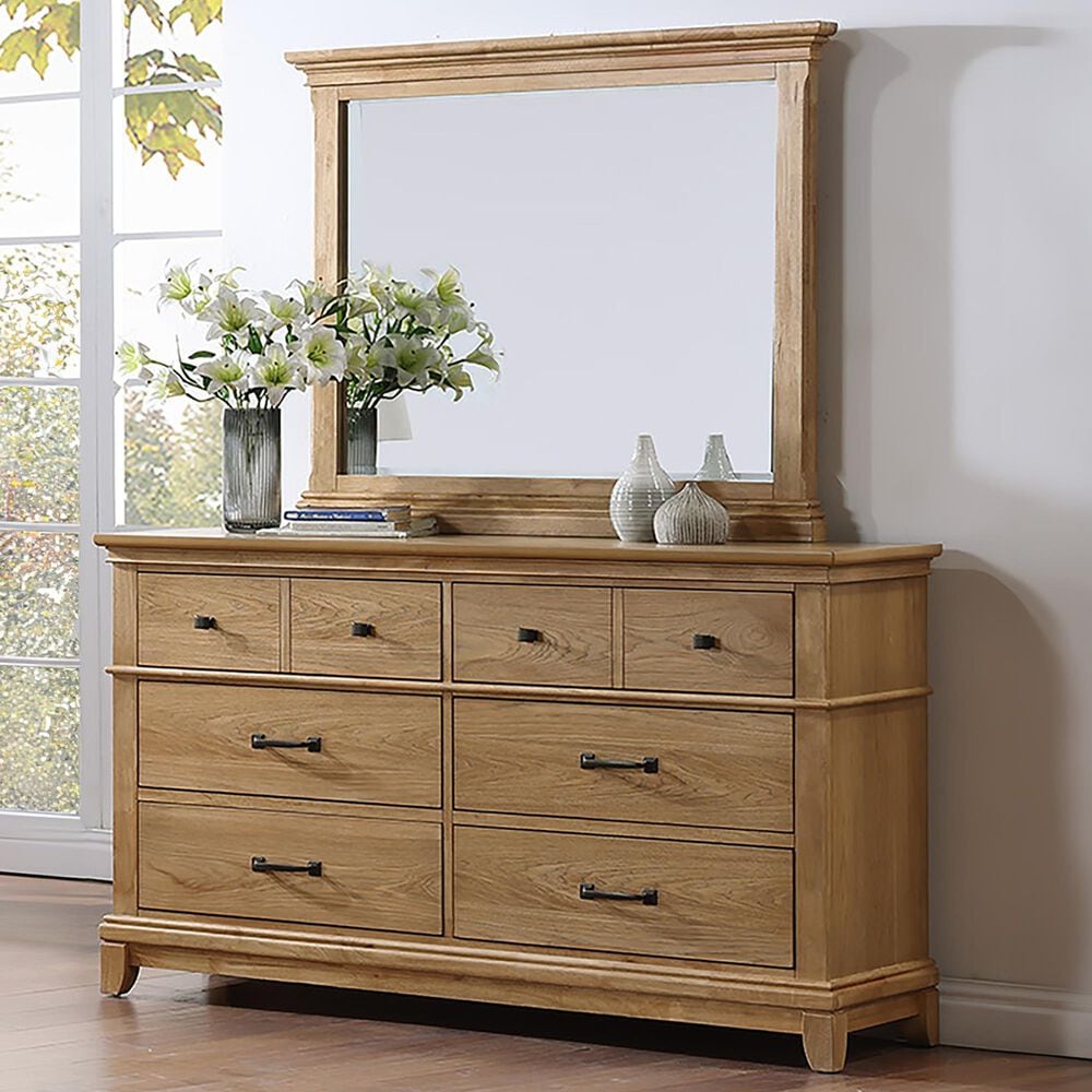 New Heritage Design Sunstone 6-Drawer Dresser and Mirror in Honey, , large