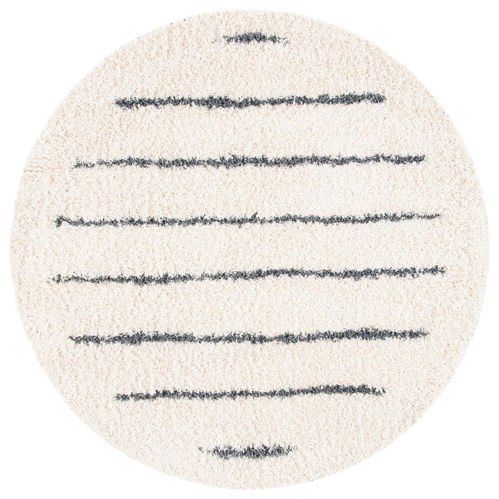 Safavieh Venus Shag VNS604B 2"7" Round Ivory and Dark Grey Area Rug, , large