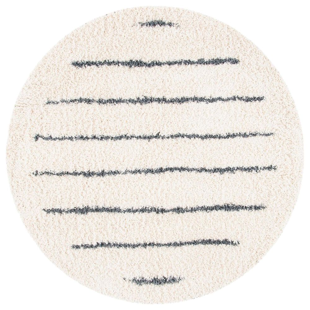 Safavieh Venus Shag VNS604B 2"7" Round Ivory and Dark Grey Area Rug, , large