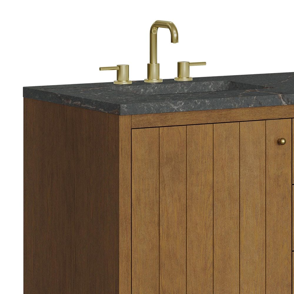 James Martin Hudson 60" Double Bathroom Vanity in Honey Oak with 3 cm Parisien Bleu Silestone Top, Rectangular Sinks and FreePower Wireless Charger, , large