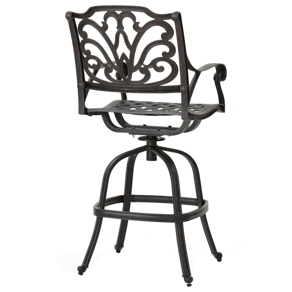 Hearth and Haven Outdoor Aluminum Swivel Barstool with Scrolled Arms in Bronze, , large