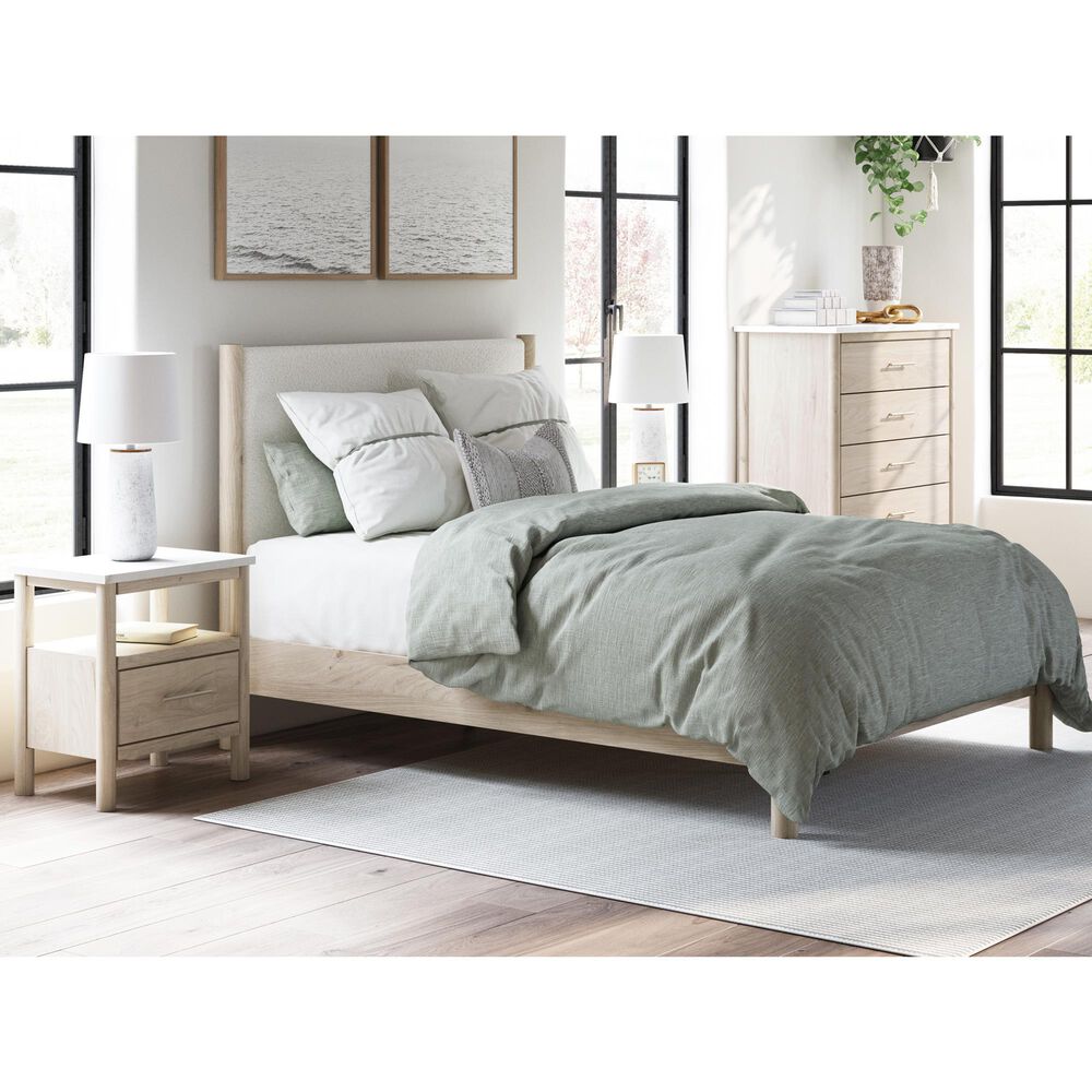 Ashley Cadmori 3-Piece Queen Platform Bed with Two Nightstands Set in Brown and White, , large
