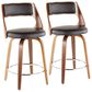 Lumisource Cecina Swivel Counter Stool with Brown Cushion in Walnut and Chrome (Set of 2), , large
