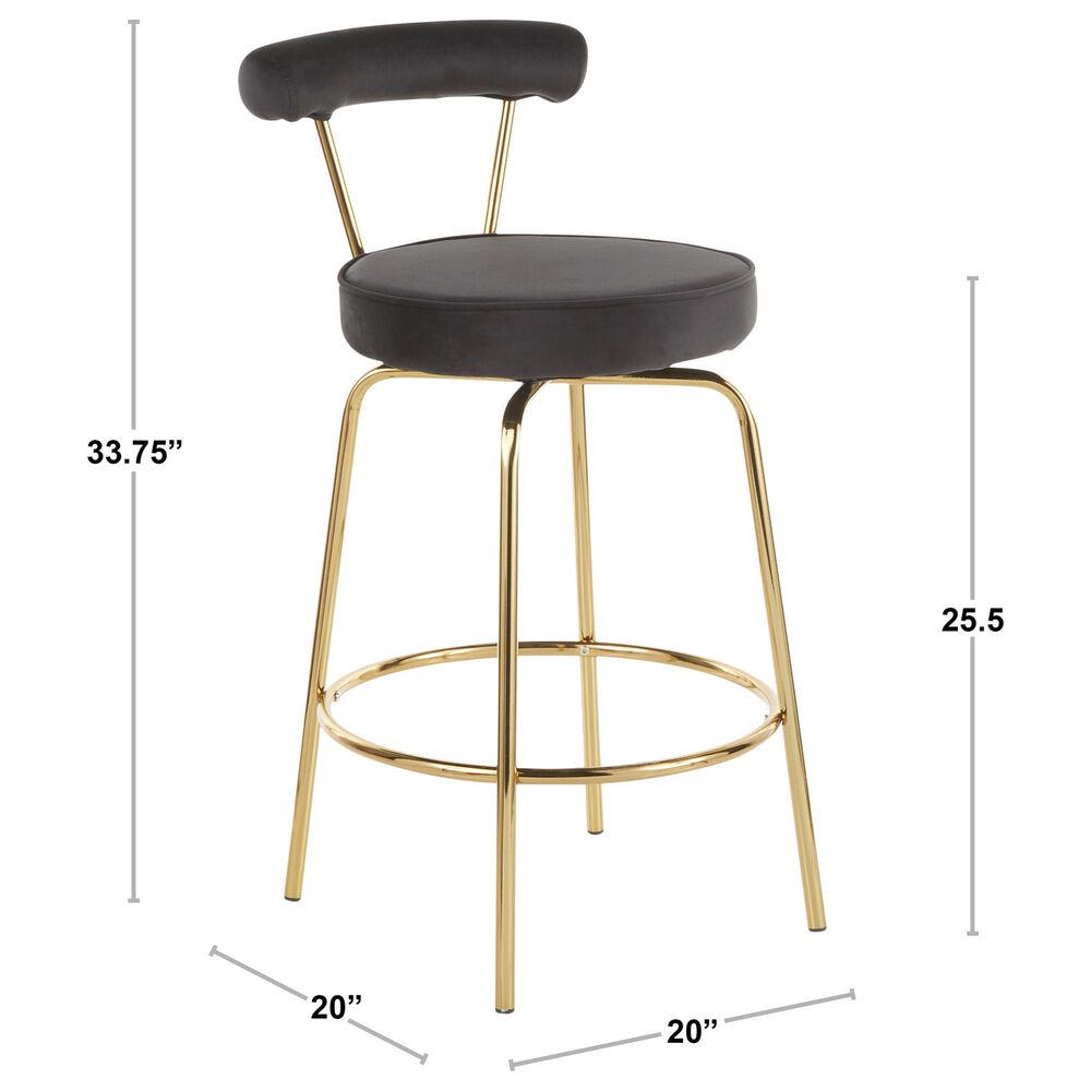Lumisource Rhonda Counter Stool in Blue/Gold &#40;Set of 2&#41;, , large