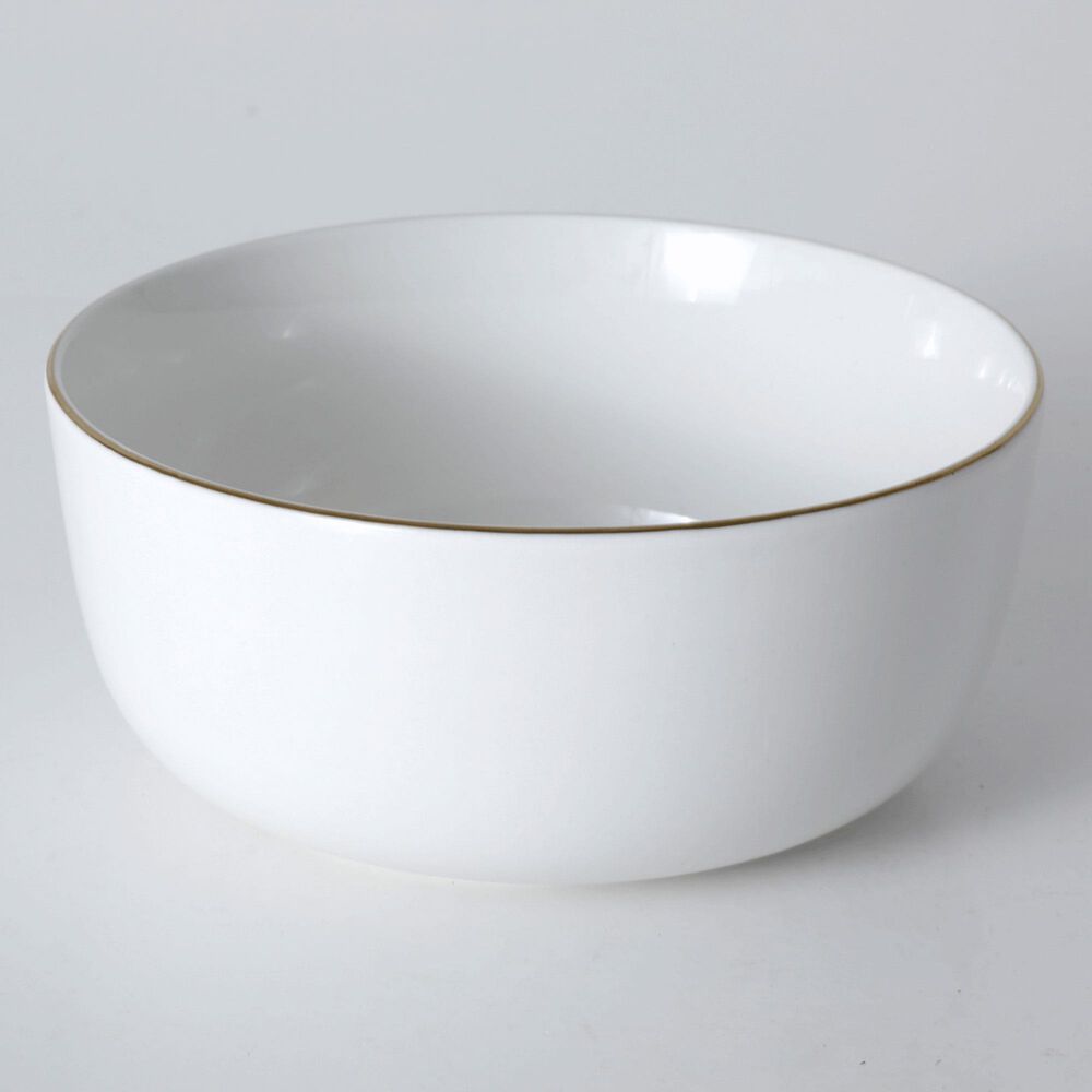 Gibson Overseas, Inc White Deco 12-Piece Dinnerware Set in White and Gold Band, , large