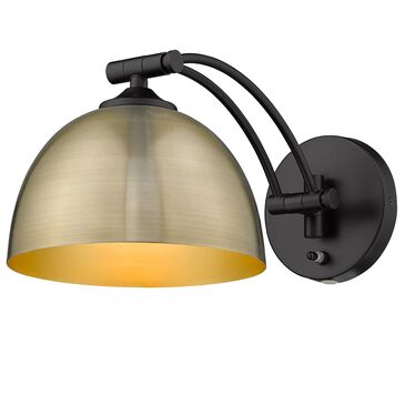 Golden Lighting Rey 1-Light Wall Sconce in Matte Black and Aged Brass, , large