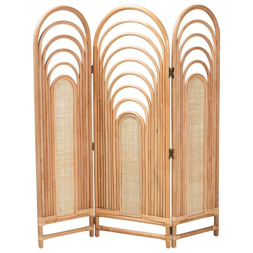 Baxton Studio Golda Natural Rattan Room Divider in Natural Brown, , large