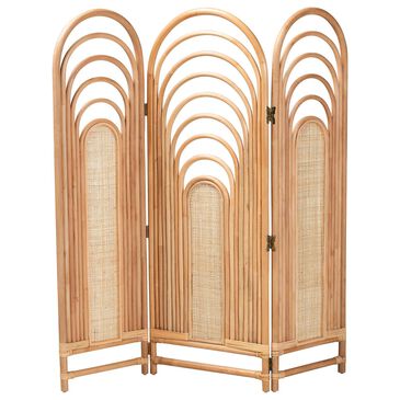 Baxton Studio Golda Natural Rattan Room Divider in Natural Brown, , large