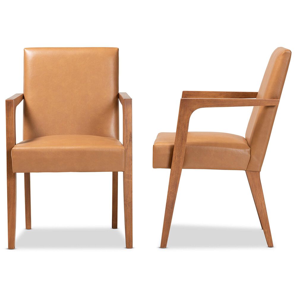 Baxton Studio Andrea Arm Chair in Tan (Set of 2), , large