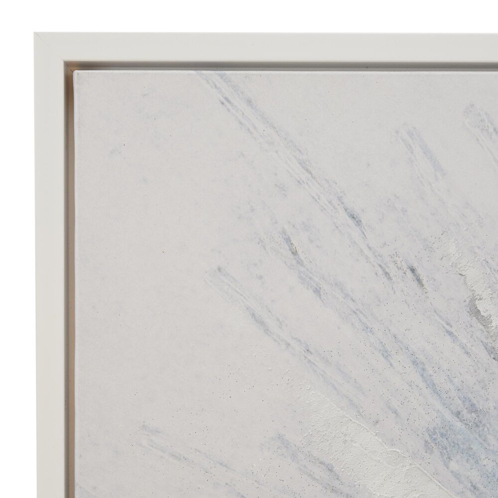 Maple and Jade 39&quot; x 39&quot; Canvas Starburst Radial Wall Art with Silver Frame in White, Blue and Gray, , large