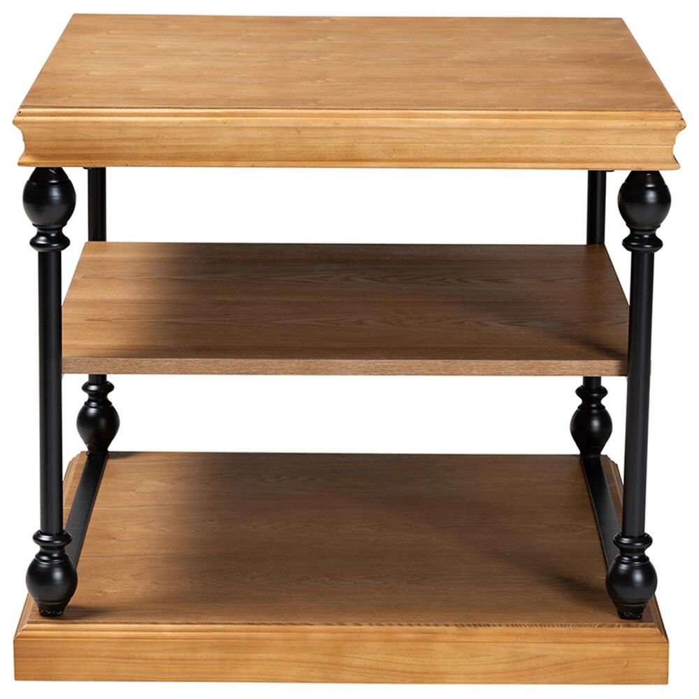 Baxton Studio Sebastian End Table in Oak Brown and Black, , large