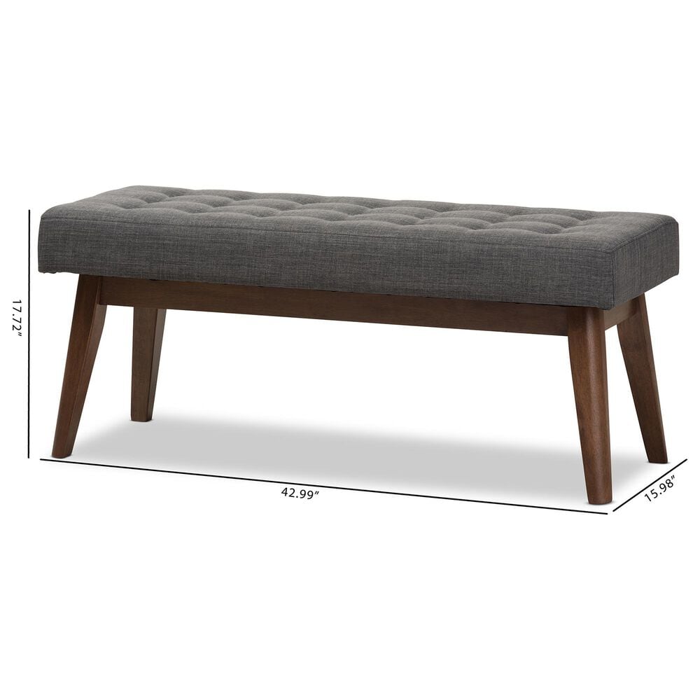 Baxton Studio Elia Bench in Dark Grey, , large