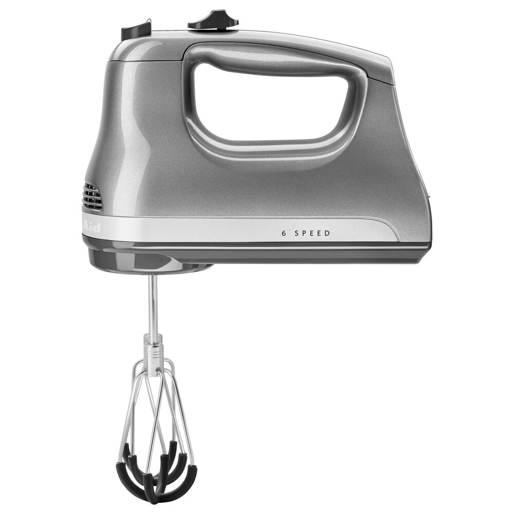 KitchenAid 6 Speed Hand Mixer w/ Edge Beaters & Whisk, Contour Silver -  20529307