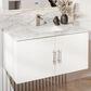 Lexora Home Geneva 36" Single Bathroom Vanity in Glossy White with 2 cm White Carrara Marble Top and Rectangular Sink, , large
