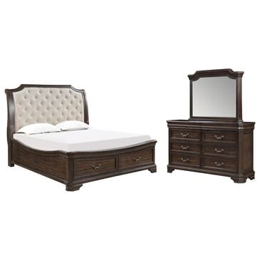 New Heritage Design Lyndhurst 3-Piece Queen Bedroom Set in Walnut Brown, , large