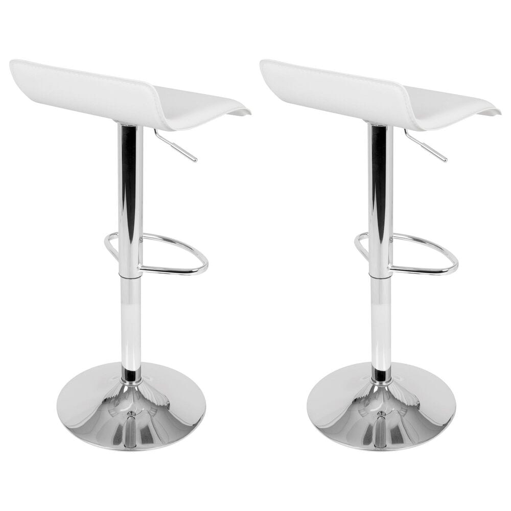 Lumisource Ale Swivel Adjustable Barstool with White Seat in Chrome &#40;Set of 2&#41;, , large