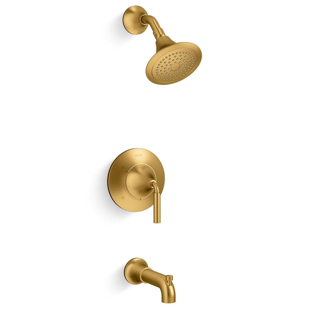 Kohler Tone Rite-Temp Bath and Shower Faucet Trim Kit in Vibrant Brushed Modern Brass, , large