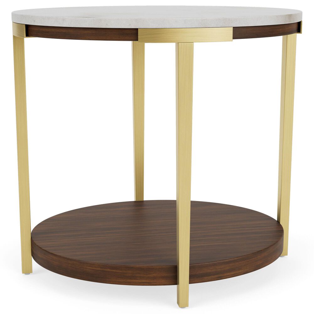 Riverside Furniture Emery Oval End Table in Smoked Cherry and Bronze, , large