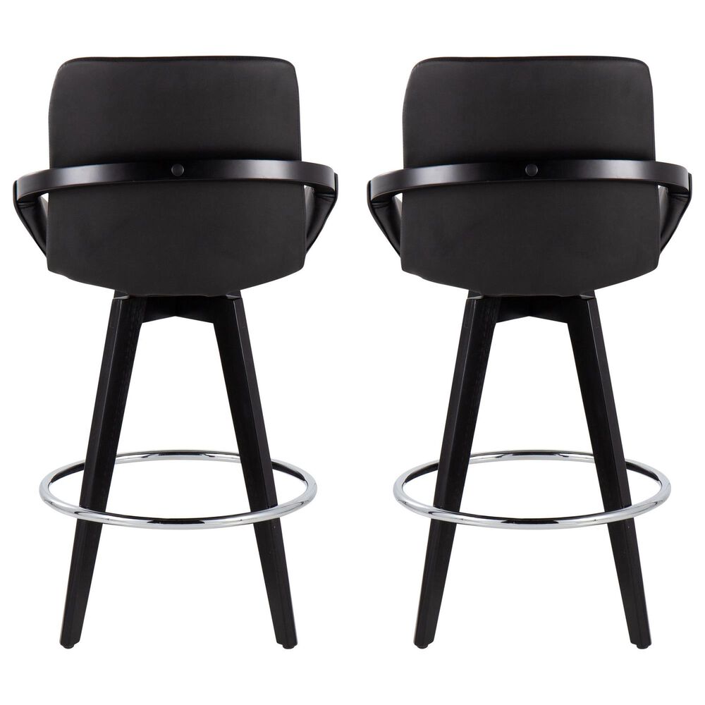 Lumisource Cosmo 26&quot; Swivel Counter Stool with Black Cushion in Black and Chrome &#40;Set of 2&#41;, , large