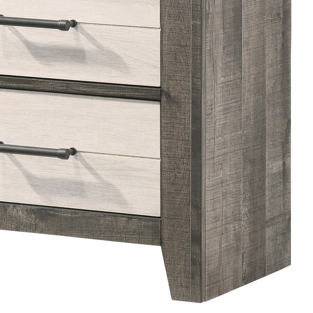 Crown Mark Rhett 2-Drawer Nightstand in Gray and White, , large