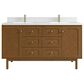 James Martin Laurent 60" Double Bathroom Vanity in Honey Oak with Single Hole 3 cm White Zeus Silestone Top and Rectangular Sinks, , large