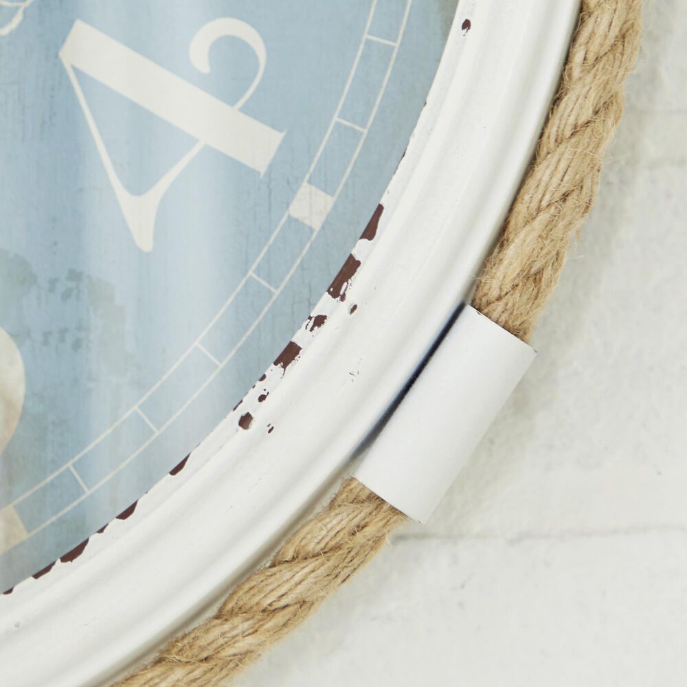 Maple and Jade 17&quot; Wall Clock in Distressed White and Blue, , large