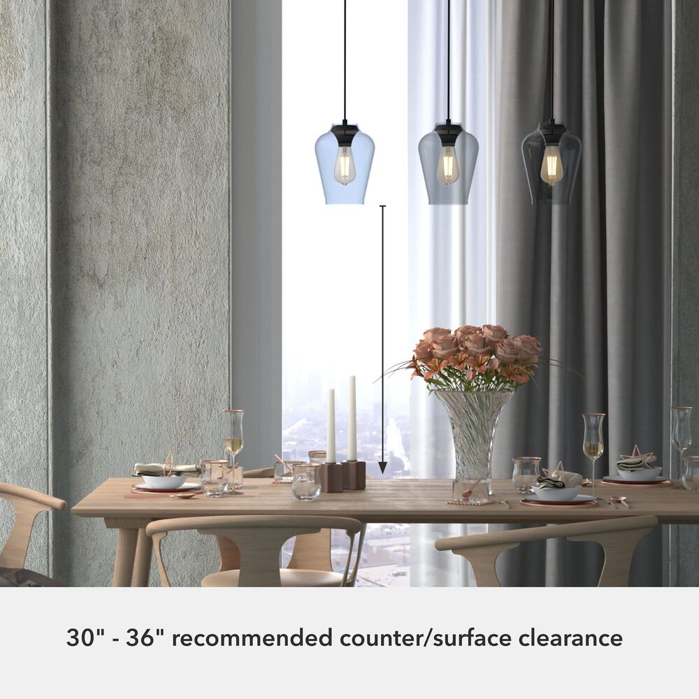 Hunter Vidria 3-Light Linear Pendant Cluster in Matte Black, , large