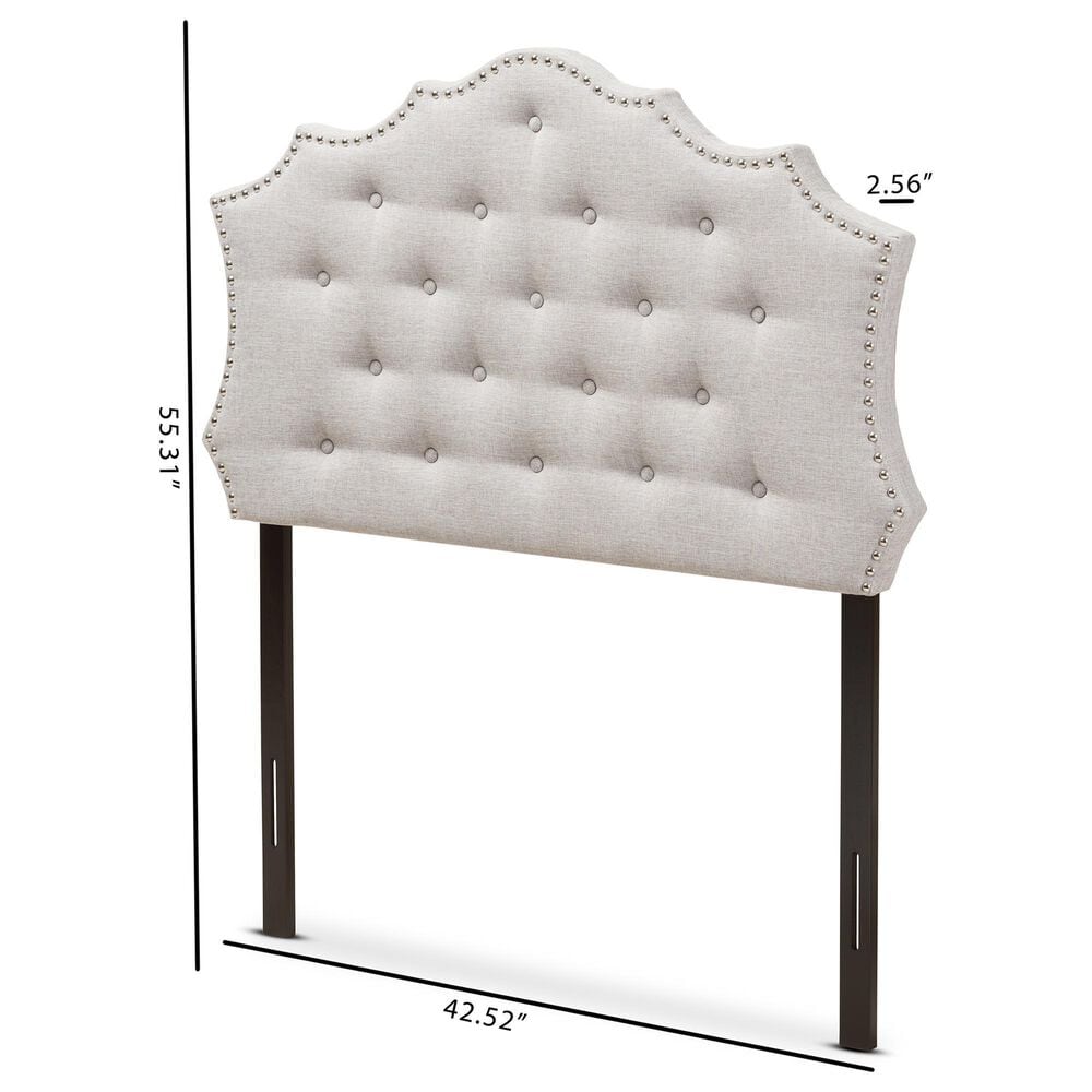 Baxton Studio Aurora Twin Upholstered Headboard in Greyish Beige, , large