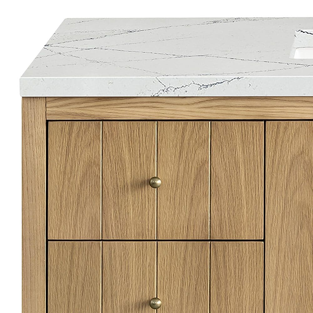 James Martin Vanities Hudson 48&quot; Single Bathroom Vanity in Light Natural Oak with 3 cm Ethereal Noctis Quartz Top and Rectangular Sink, , large