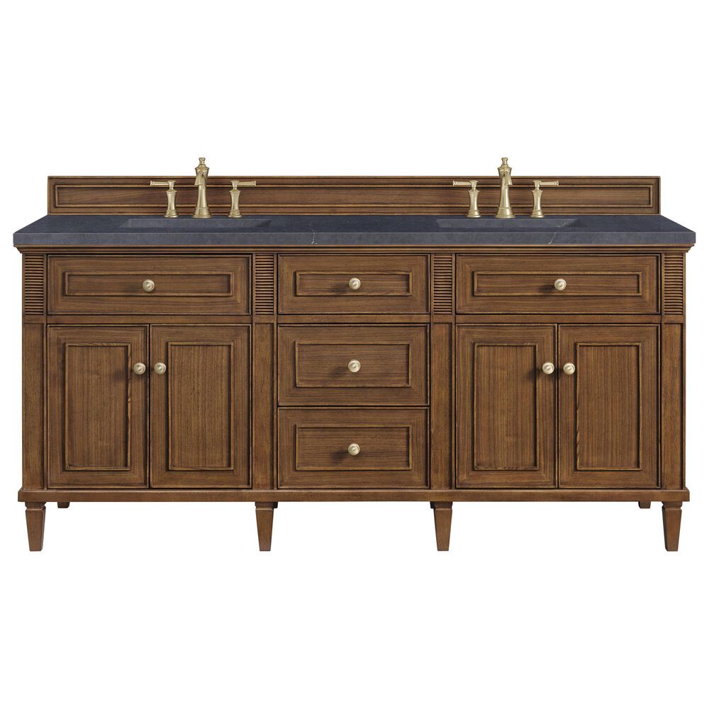 James Martin Vanities Lorelai 72&quot;Double Vanity in Mid-Century Walnut with 3 cm Charcoal Soapstone Quartz Top, , large
